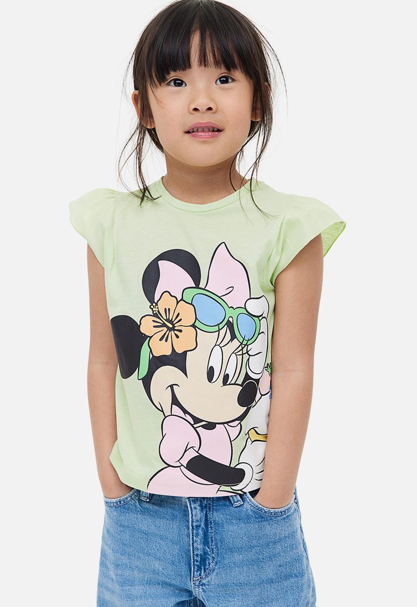 H&M - 3-Pack printed flutter-sleeved tops - light green minnie mouse 