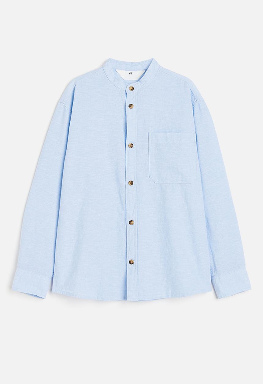 H&M - Linen-blend grandad shirt - light blue