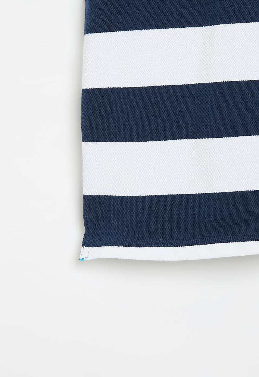 MINOTI - Boys basic pique stripe polo - navy & white