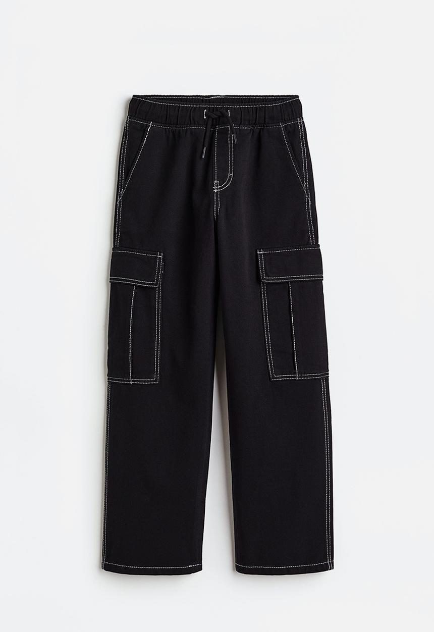 H&M - Loose fit cargo joggers - black