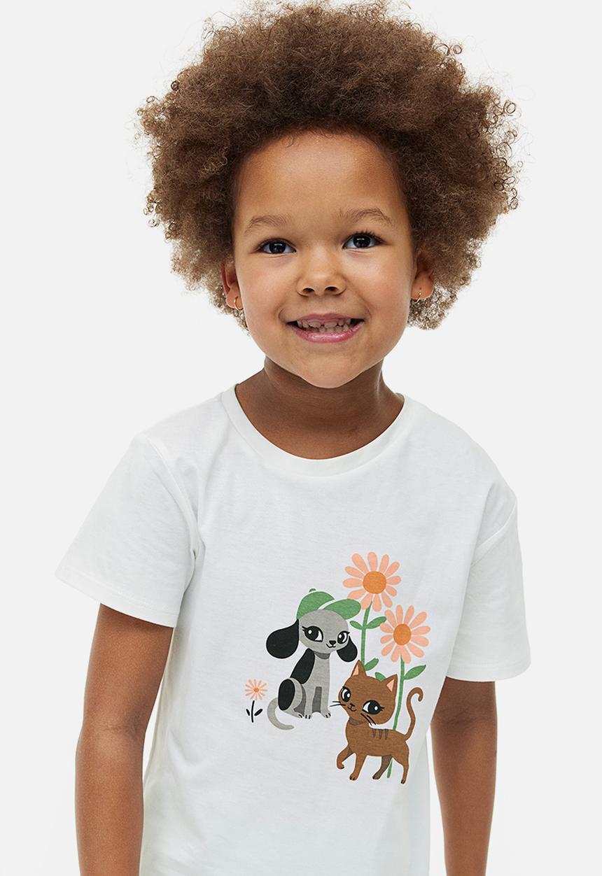 H&M - 3-Pack cotton jersey tops - white dogs