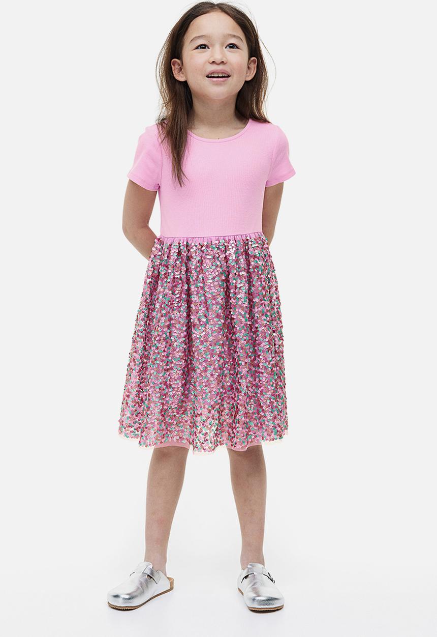 H&M - Sequined jersey dress - pink sequins 