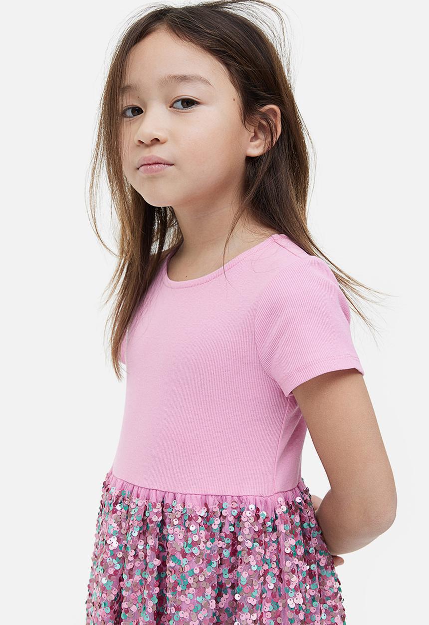 H&M - Sequined jersey dress - pink sequins 