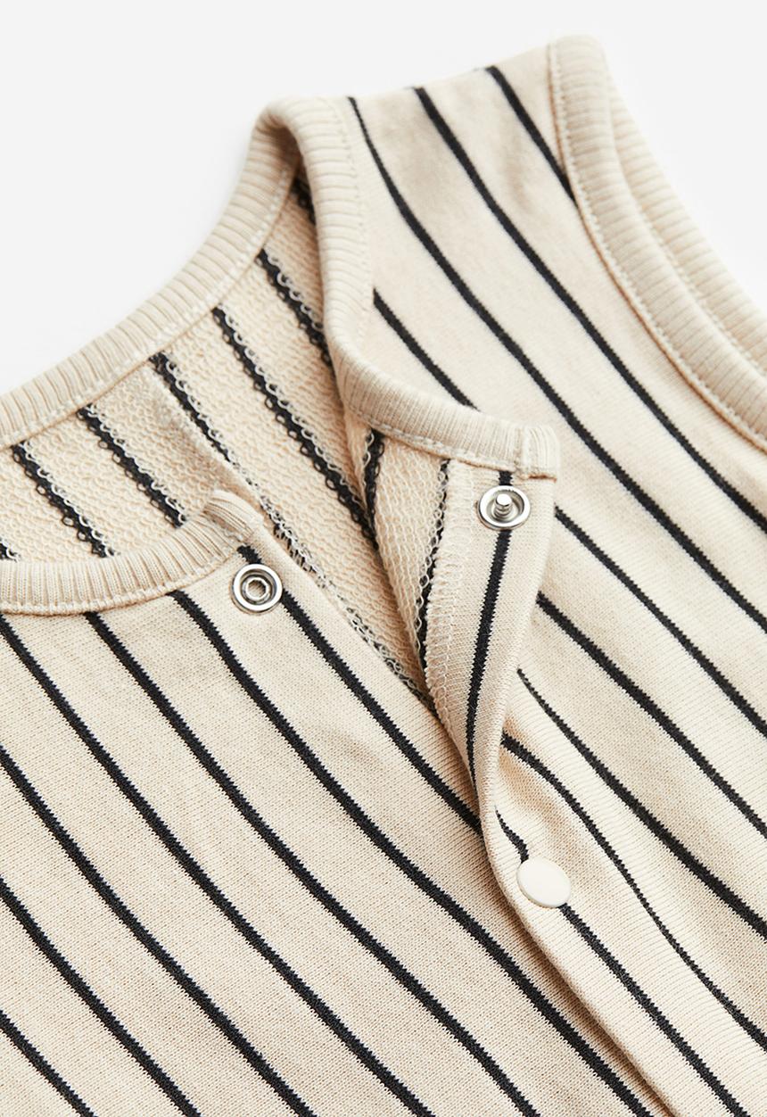 H&M - Cotton romper suit - light beige striped 