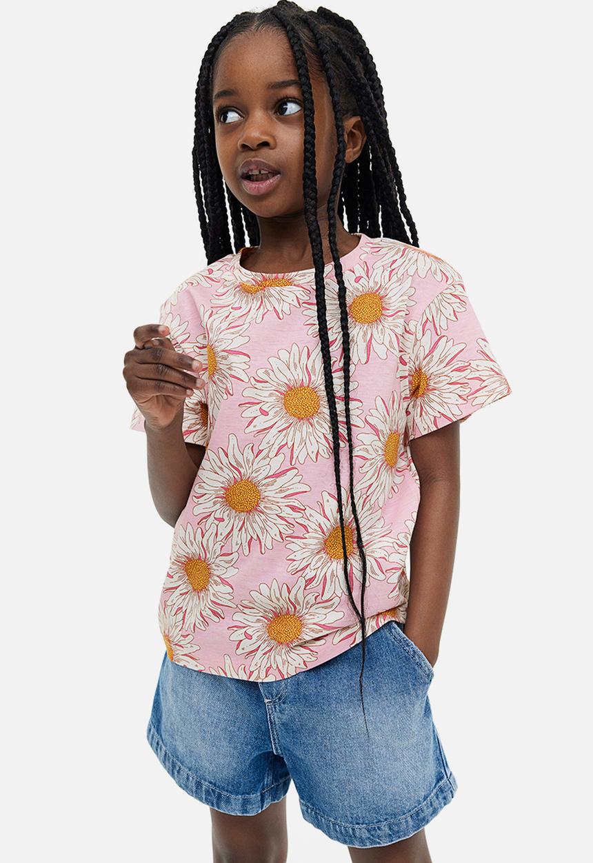 H&M - Printed t-shirt - light pink flowers