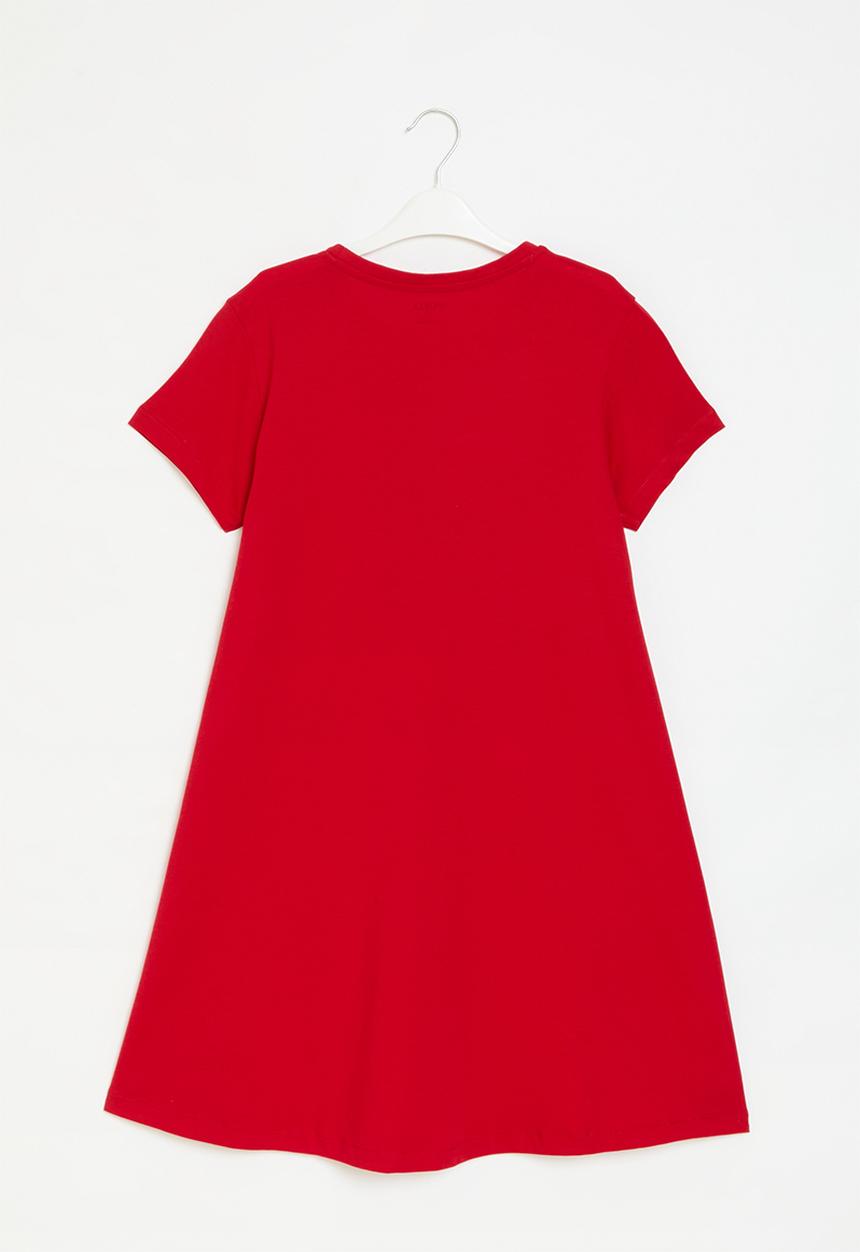 POLO - Girls cara embroidered dress - red