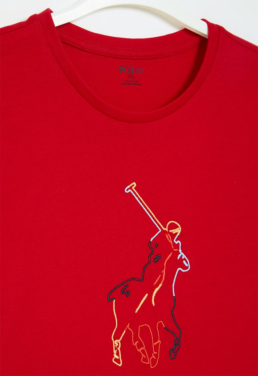 POLO - Girls cara embroidered dress - red