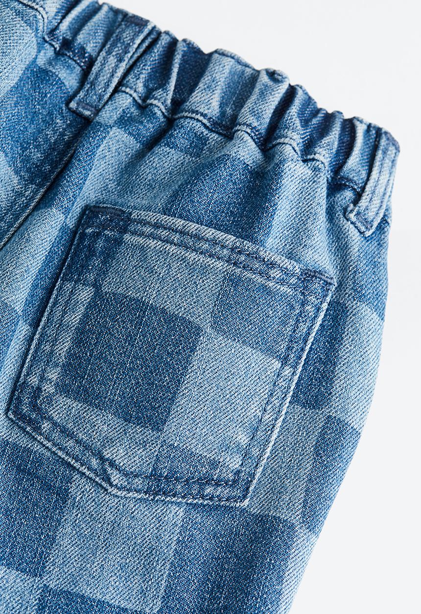 H&M - Relaxed fit jeans - denim blue checked