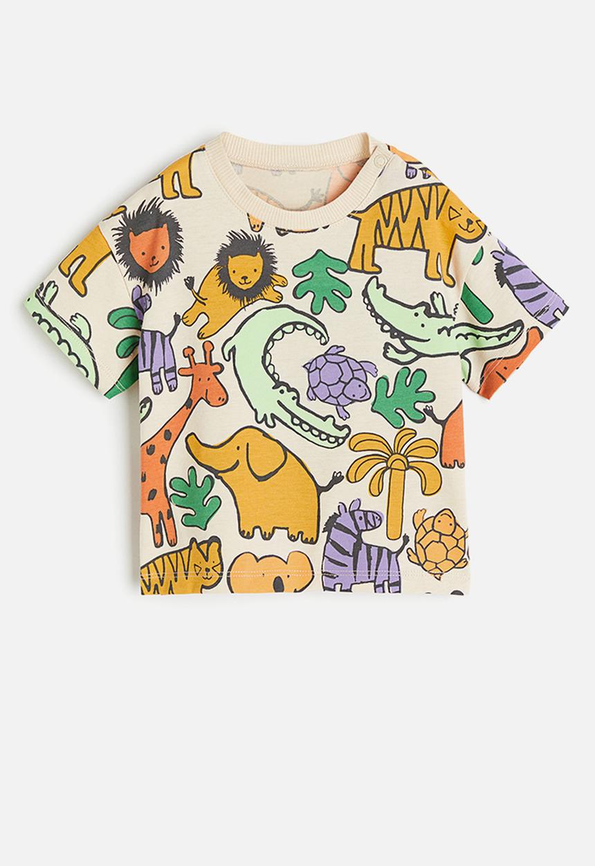 H&M - Printed t-shirt - light beige animals
