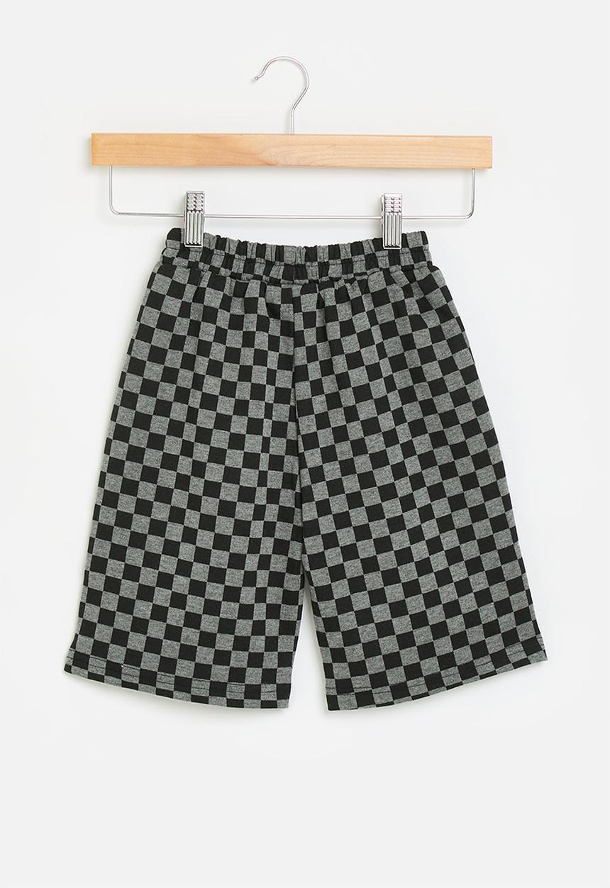 Pop Candy - Checkerboard shorts - grey & black