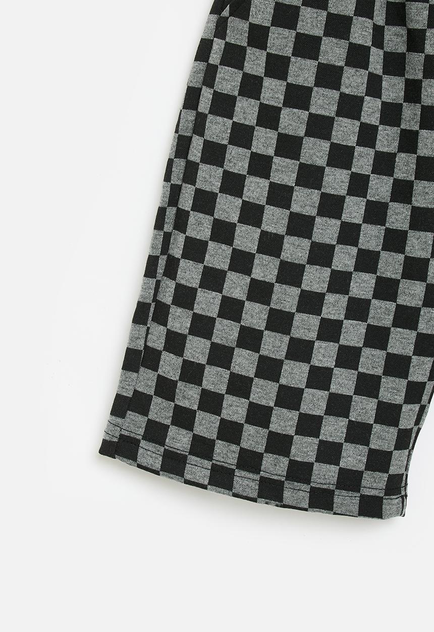 Pop Candy - Checkerboard shorts - grey & black