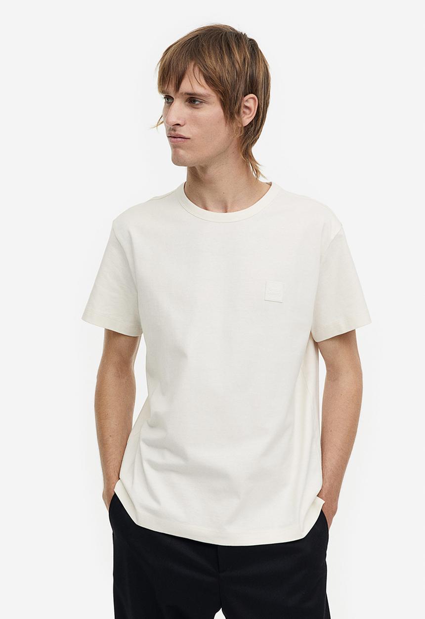 H&M - Regular fit appliquéd t-shirt - natural white