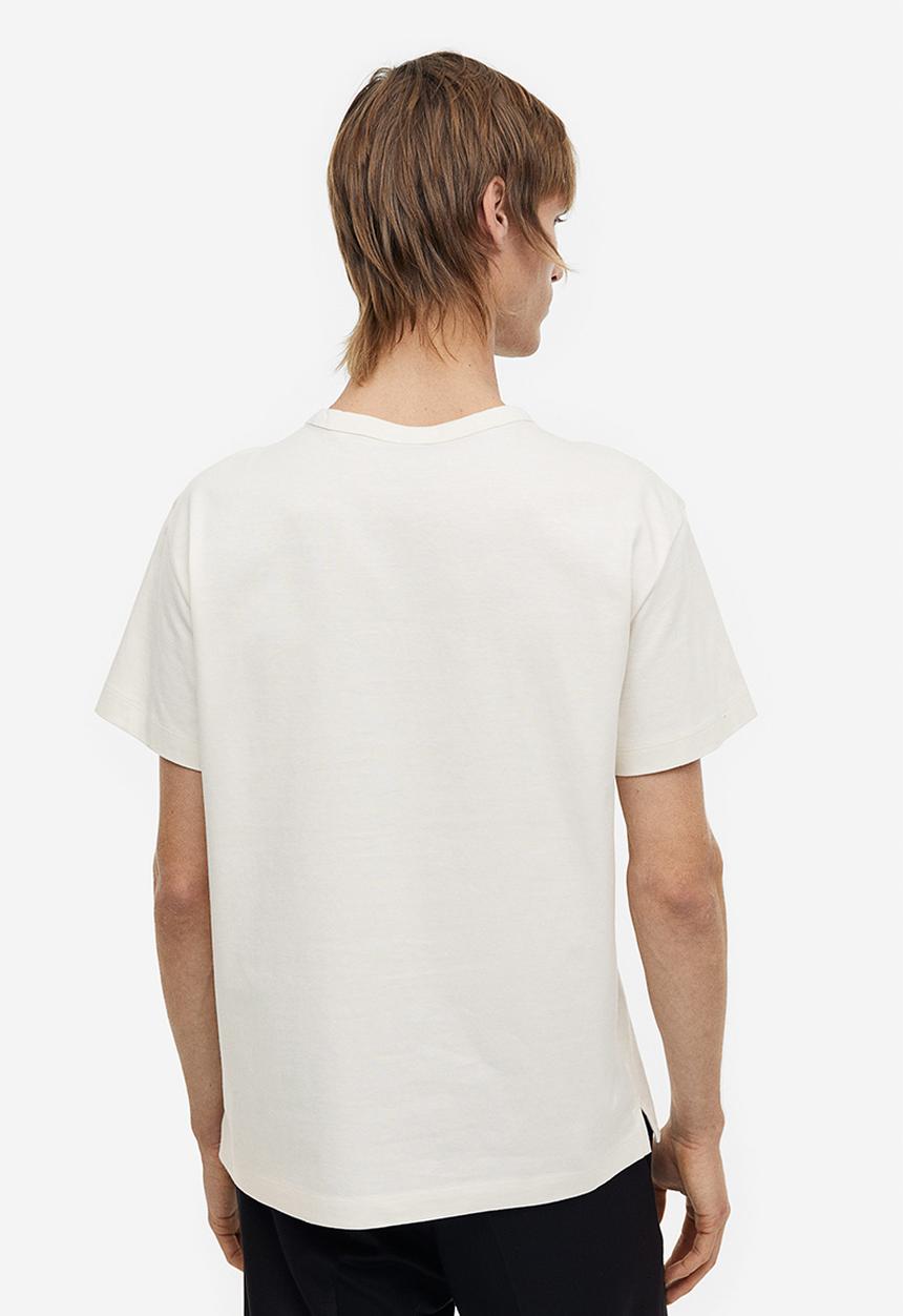 H&M - Regular fit appliquéd t-shirt - natural white