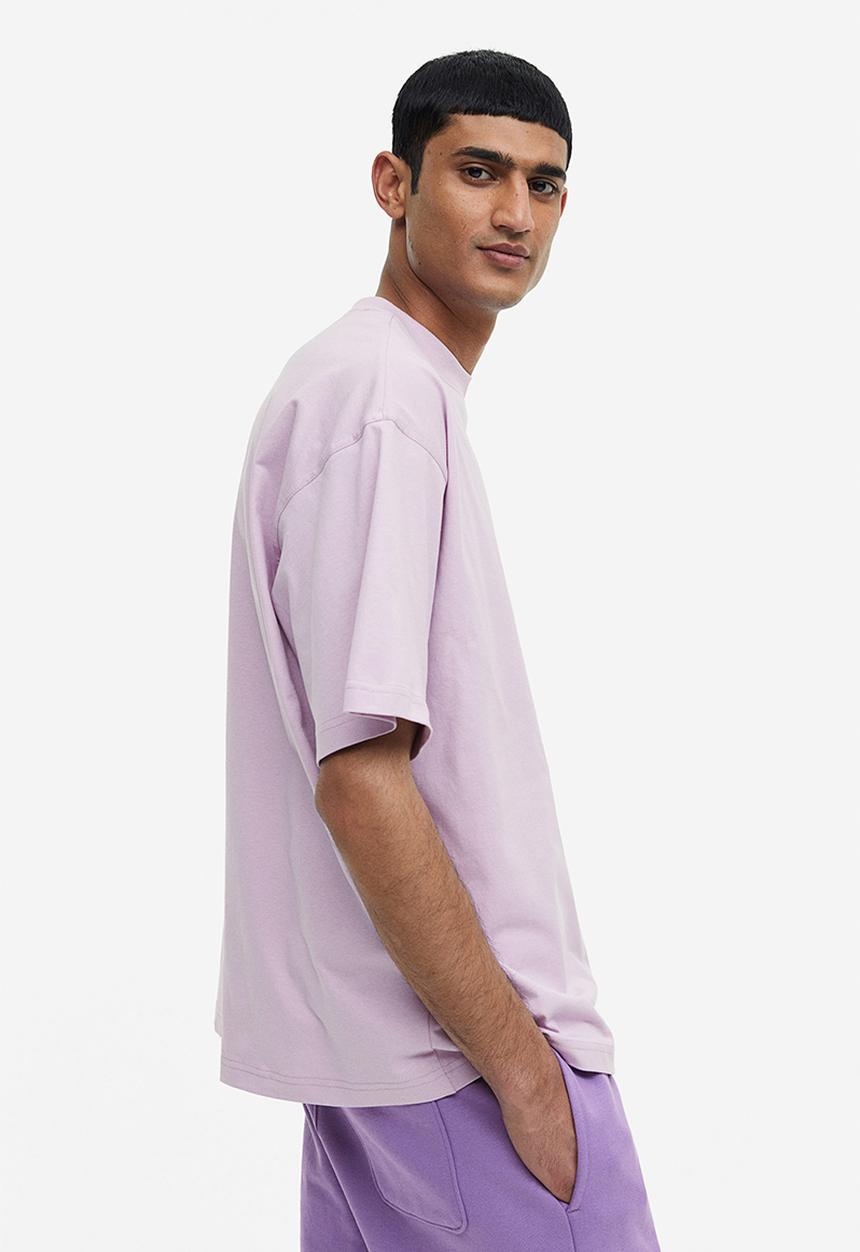 H&M - Oversized fit cotton t-shirt - light purple