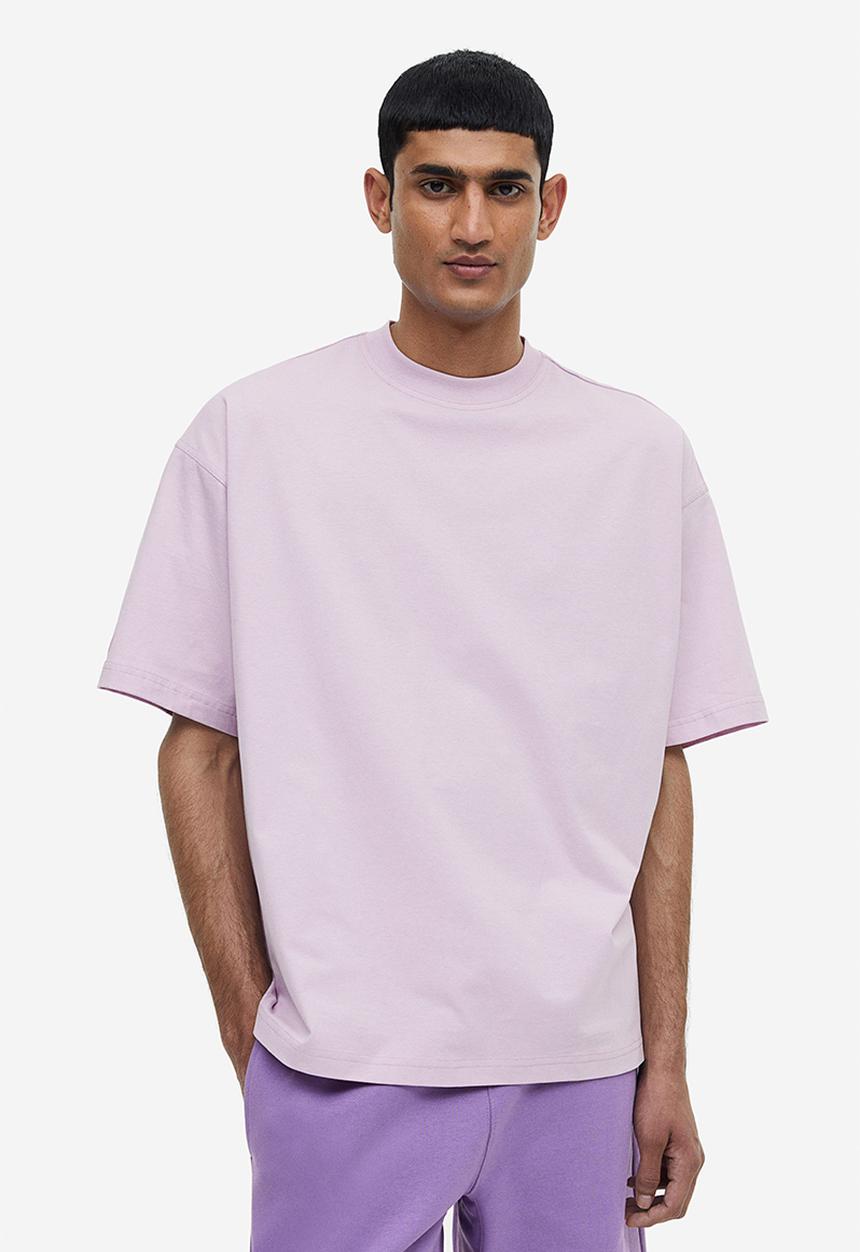 H&M - Oversized fit cotton t-shirt - light purple