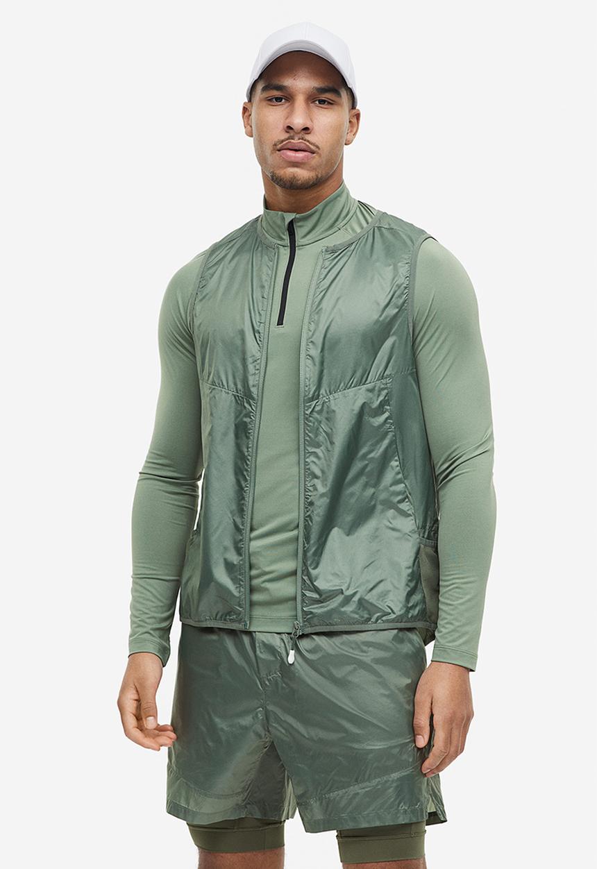 H&M - Long-sleeved sports top - sage green