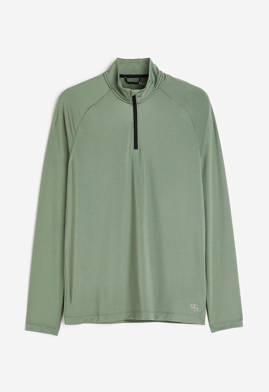 H&M - Long-sleeved sports top - sage green