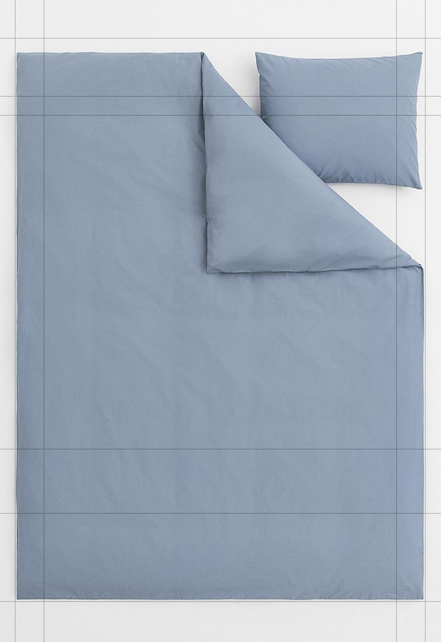 H&M - Cotton single duvet cover set - pigeon blue 