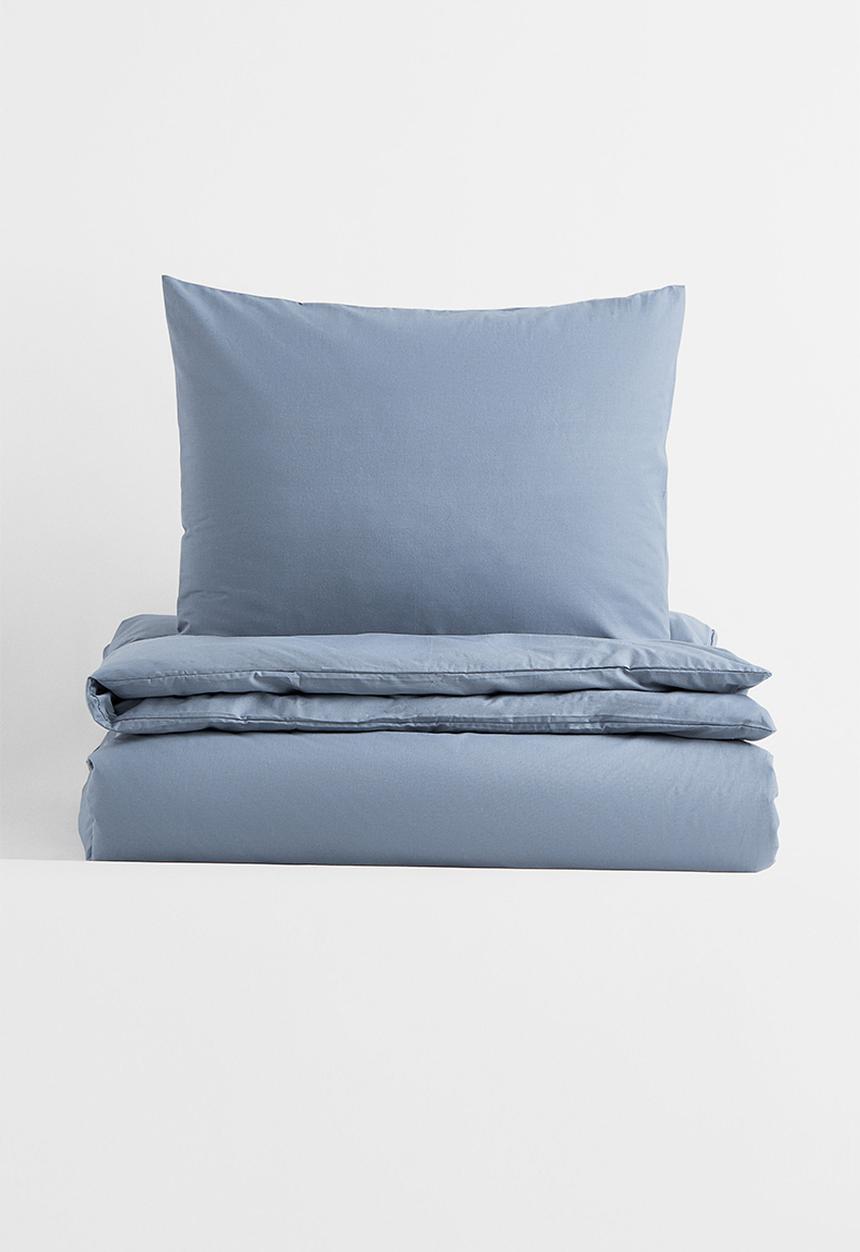 H&M - Cotton single duvet cover set - pigeon blue 
