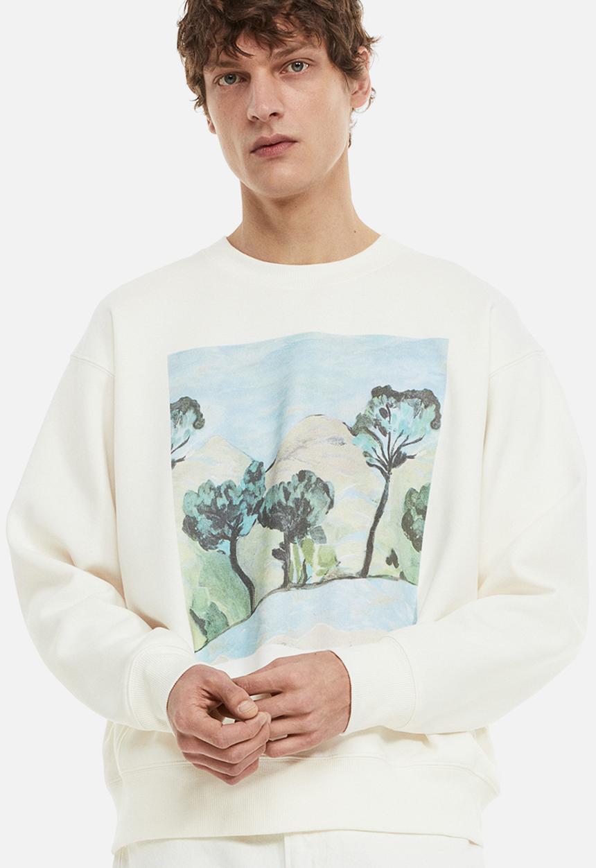H&M - Oversized fit sweatshirt - cream trees