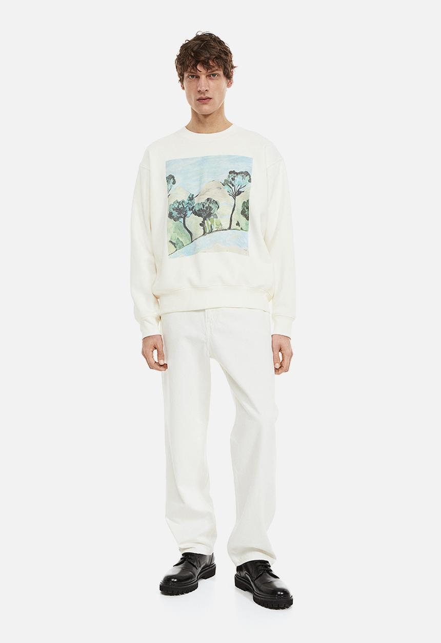 H&M - Oversized fit sweatshirt - cream trees