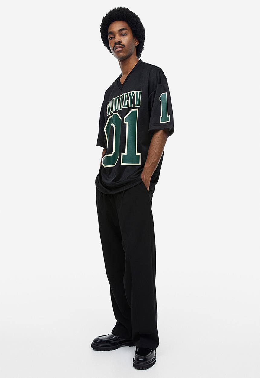 H&M - Oversized fit printed mesh t-shirt - black