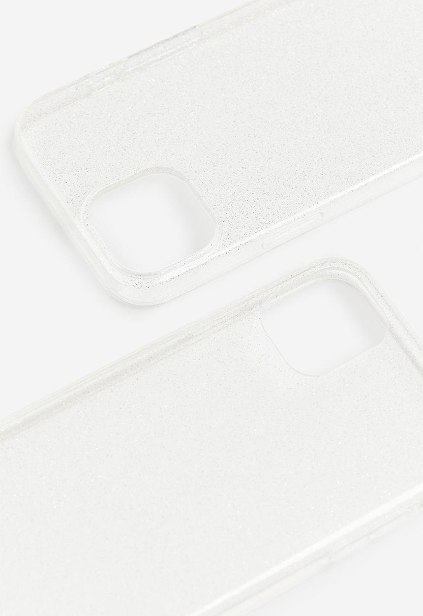 H&M - Glittery iphone 12 case - transparent & silver-coloured