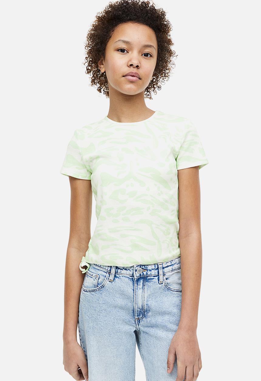 H&M - Tie-detail top - light green marbled