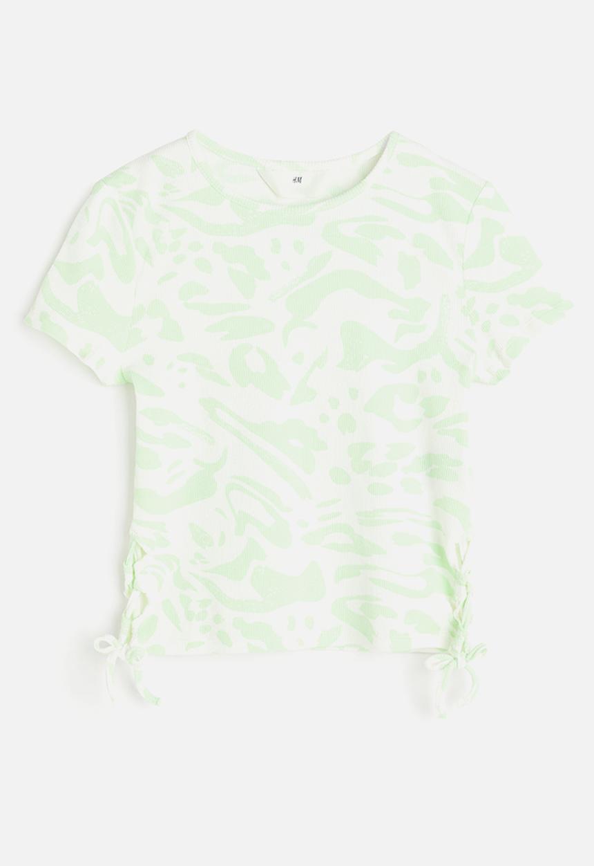 H&M - Tie-detail top - light green marbled