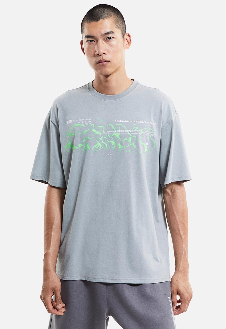 H&M - Drymove™ printed sports t-shirt - grey cardio