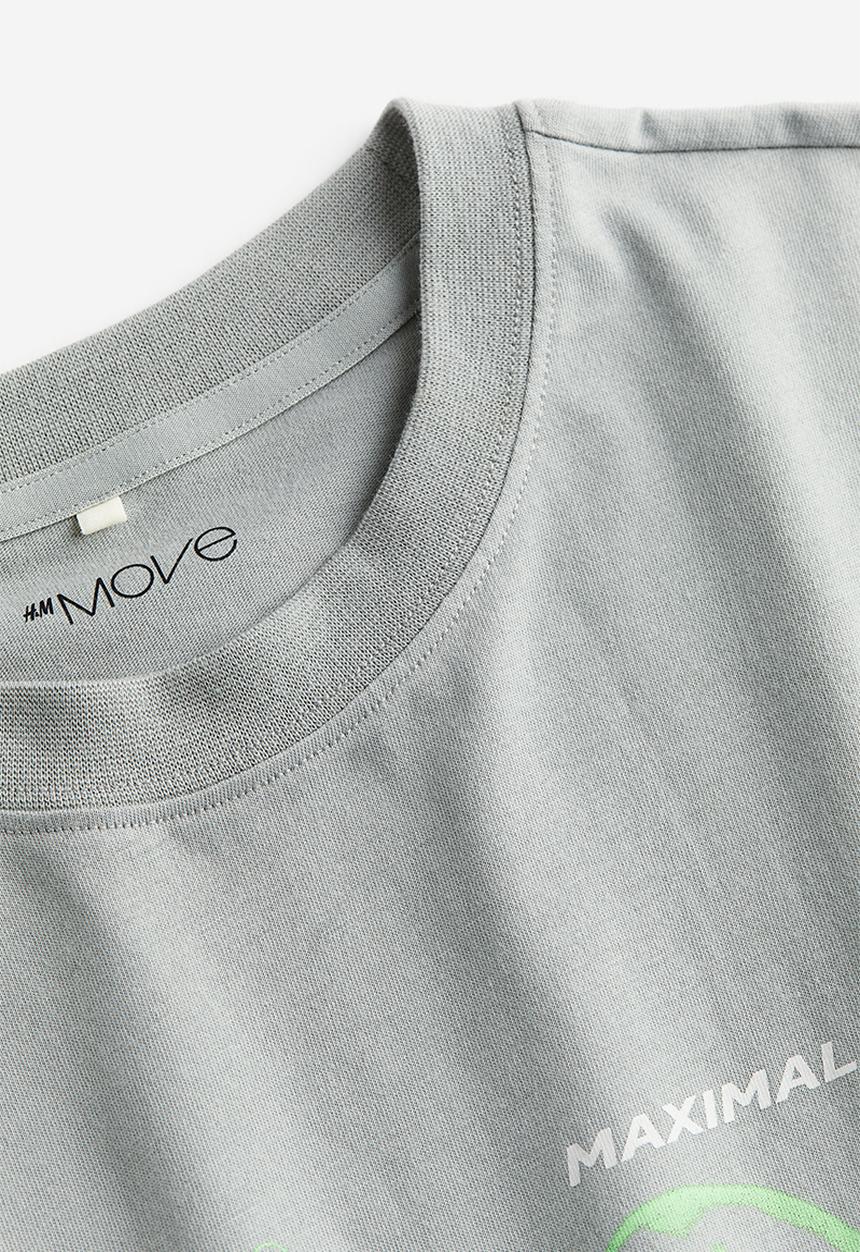H&M - Drymove™ printed sports t-shirt - grey cardio
