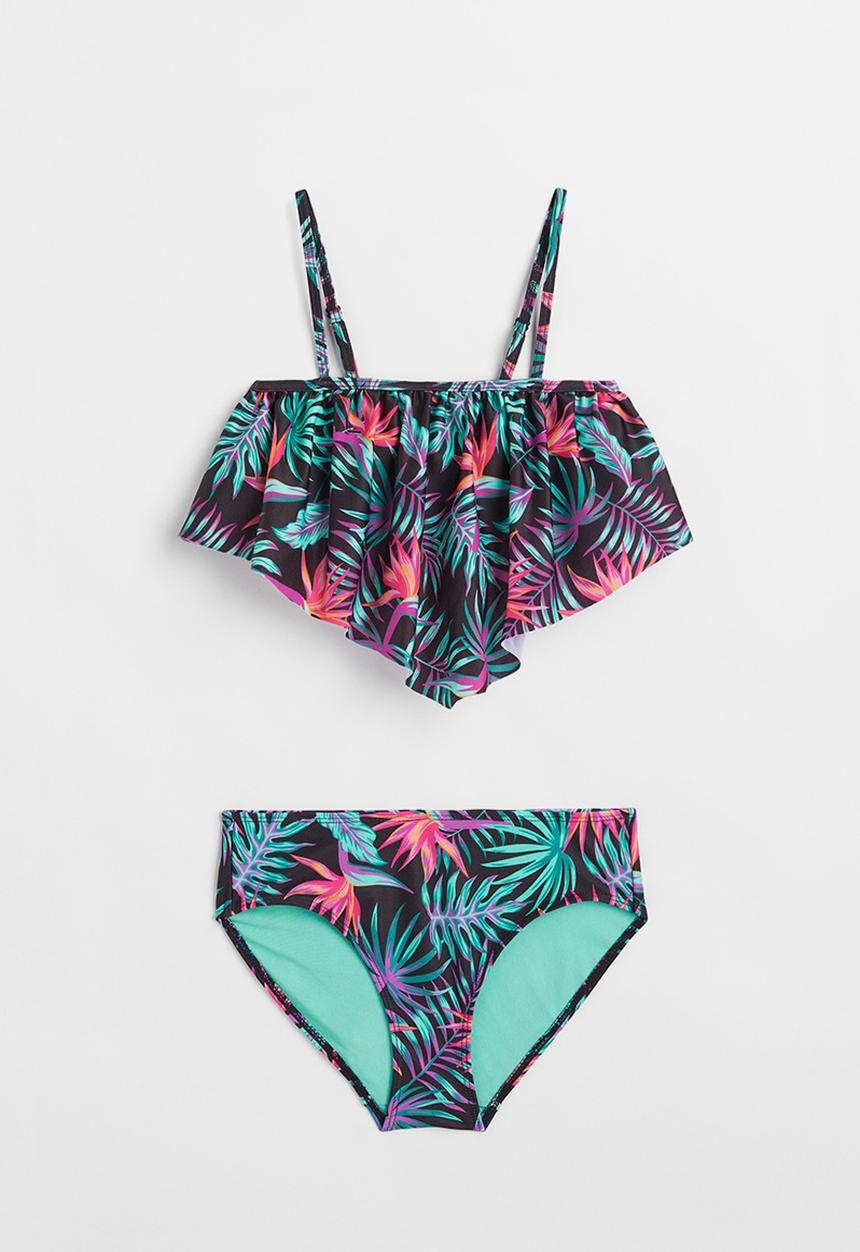 H&M - Patterned flounced bikini - black patterned