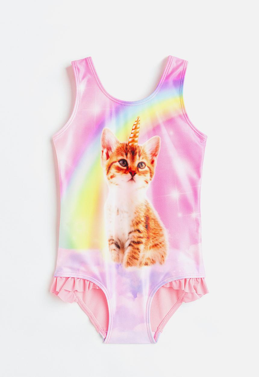 H&M - Printed swimsuit - pink cat 