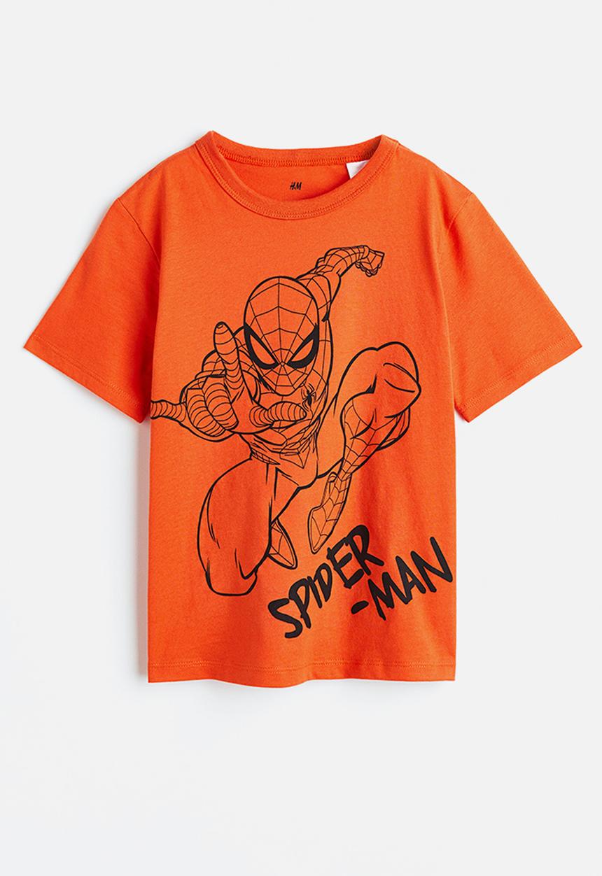 H&M - Printed cotton T-shirt - orange spider-man
