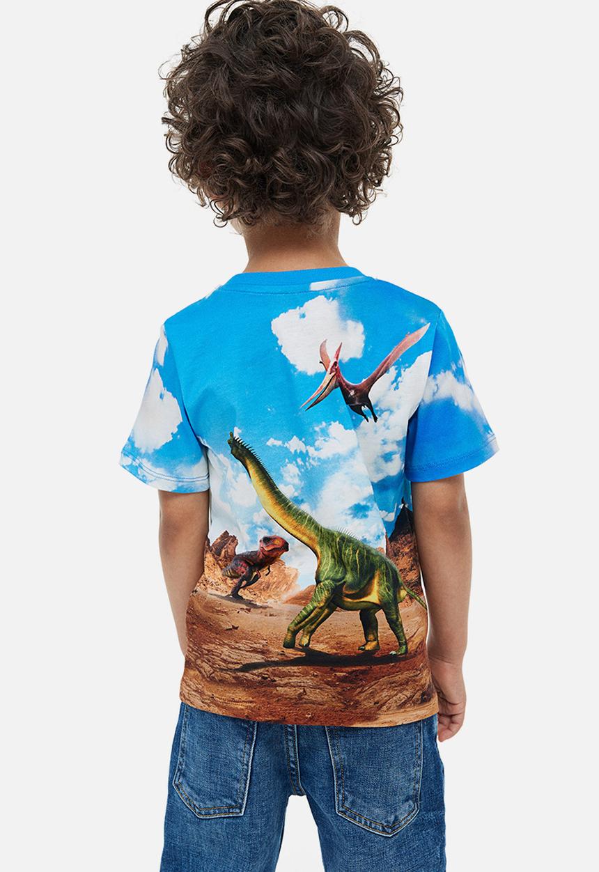 H&M - Printed jersey T-shirt - blue dinosaur