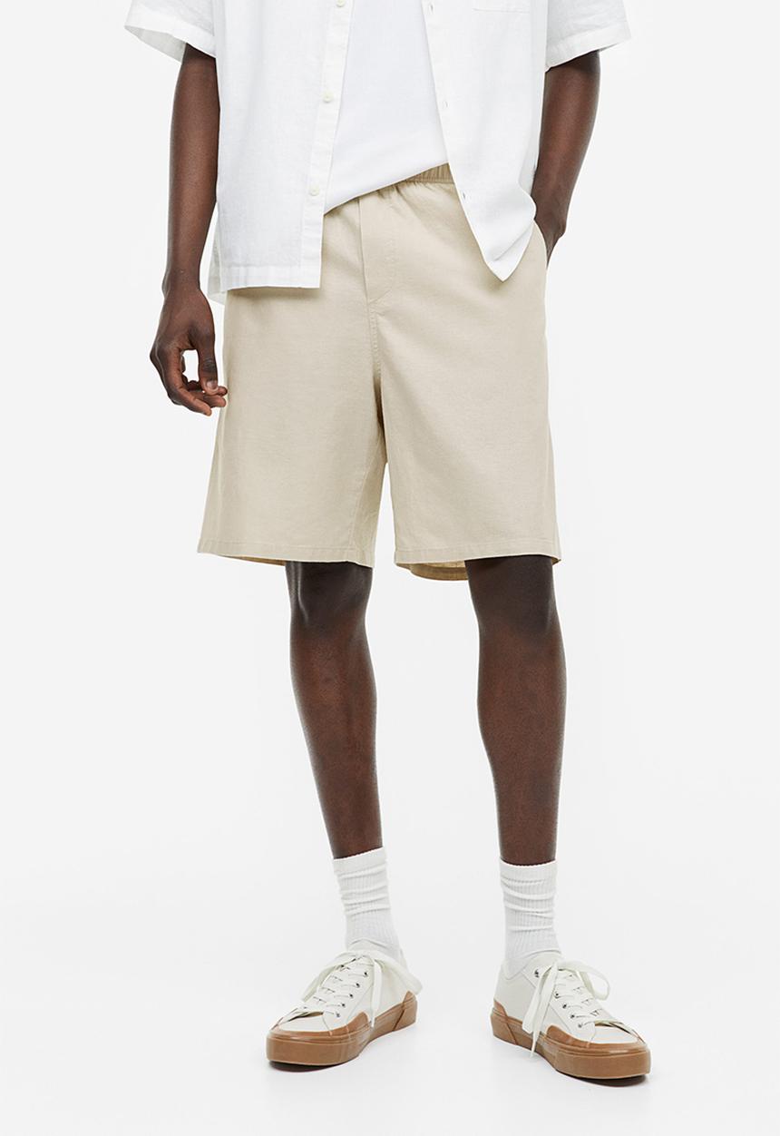 H&M - Relaxed fit linen-blend shorts - beige