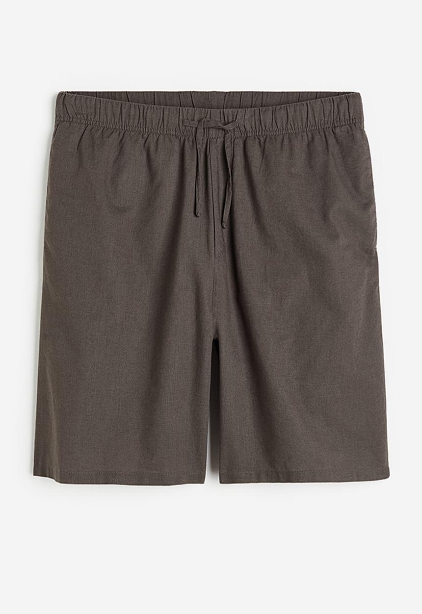H&M - Relaxed fit linen-blend shorts - dark grey