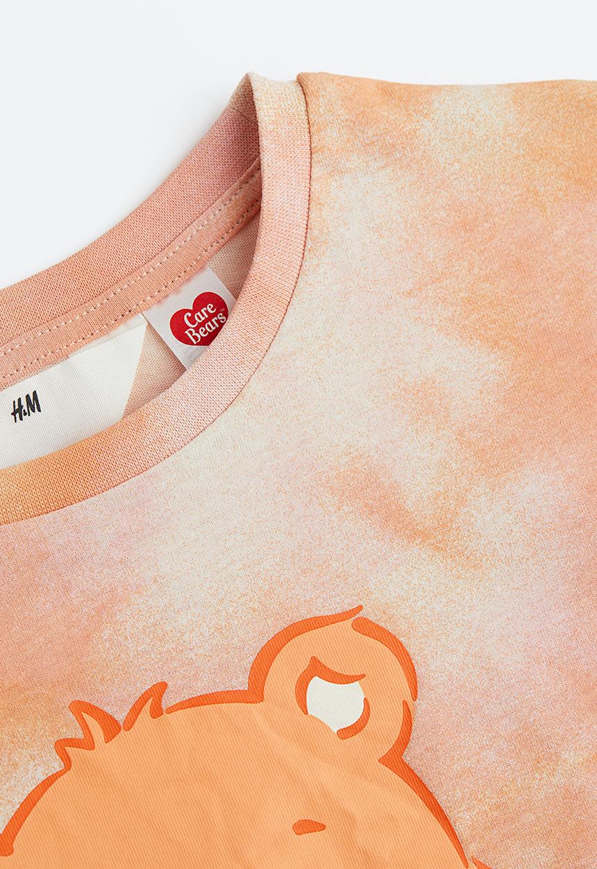 H&M - Printed cotton T-shirt - orange care bears 