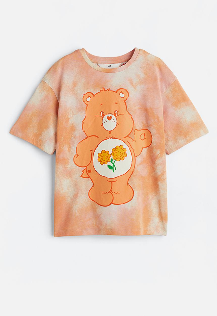 H&M - Printed cotton T-shirt - orange care bears 