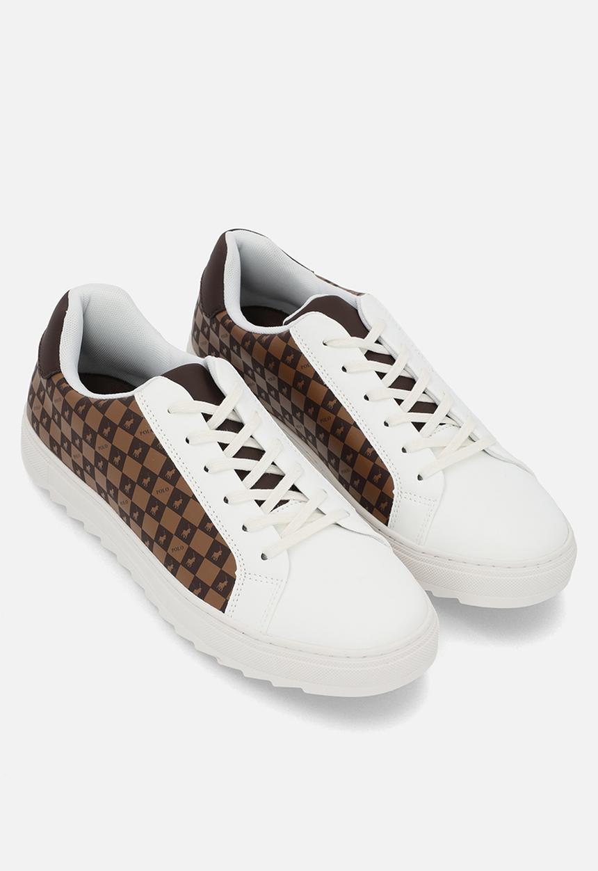 POLO - Colour block monogram sneaker - brown & white