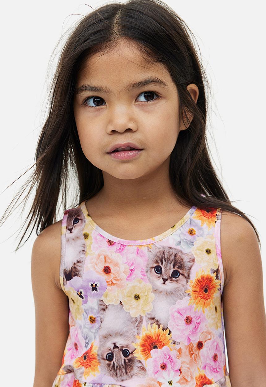 H&M - Patterned cotton dress - light pink kitten 