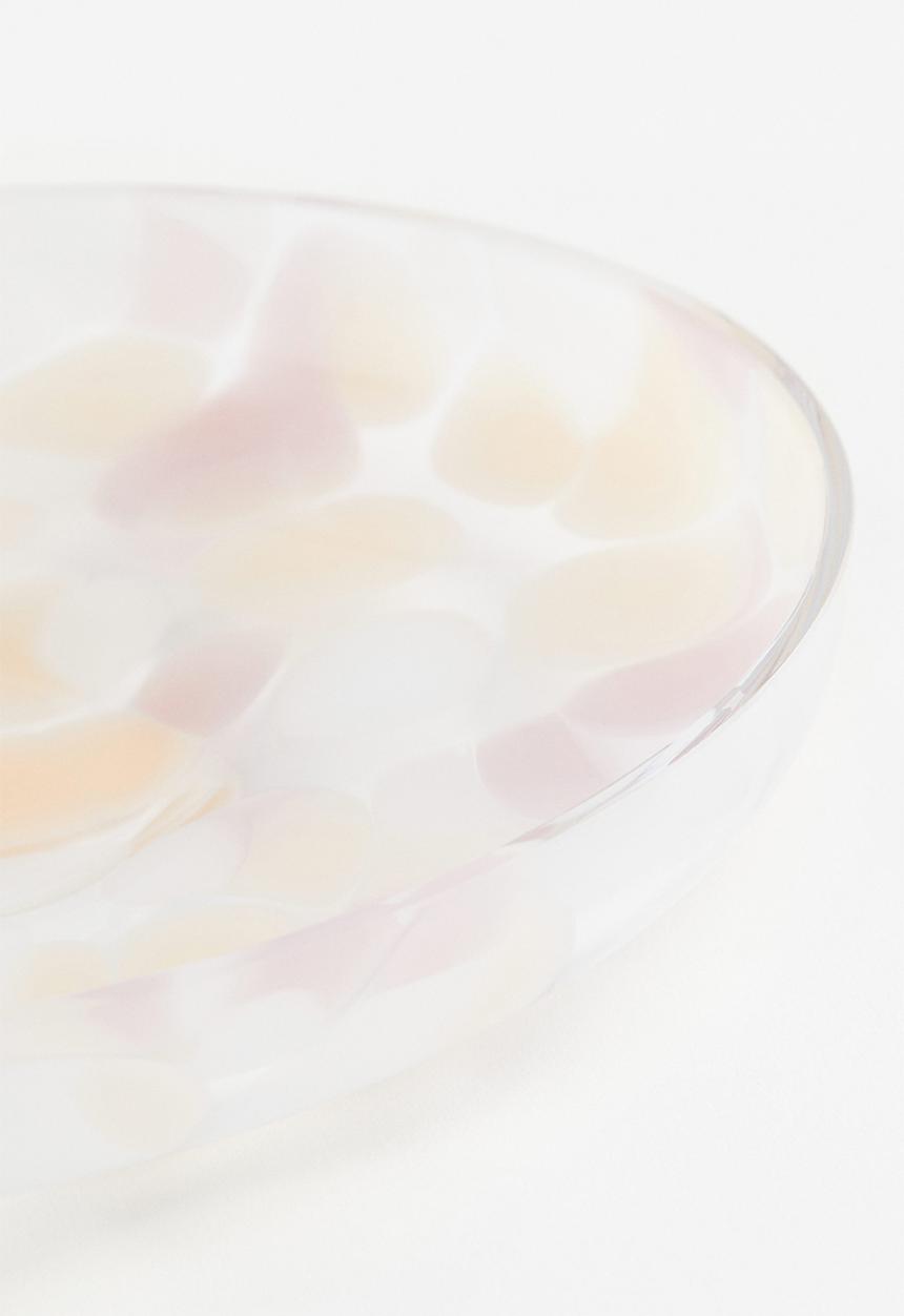H&M - Patterned glass tray - light pink confetti 