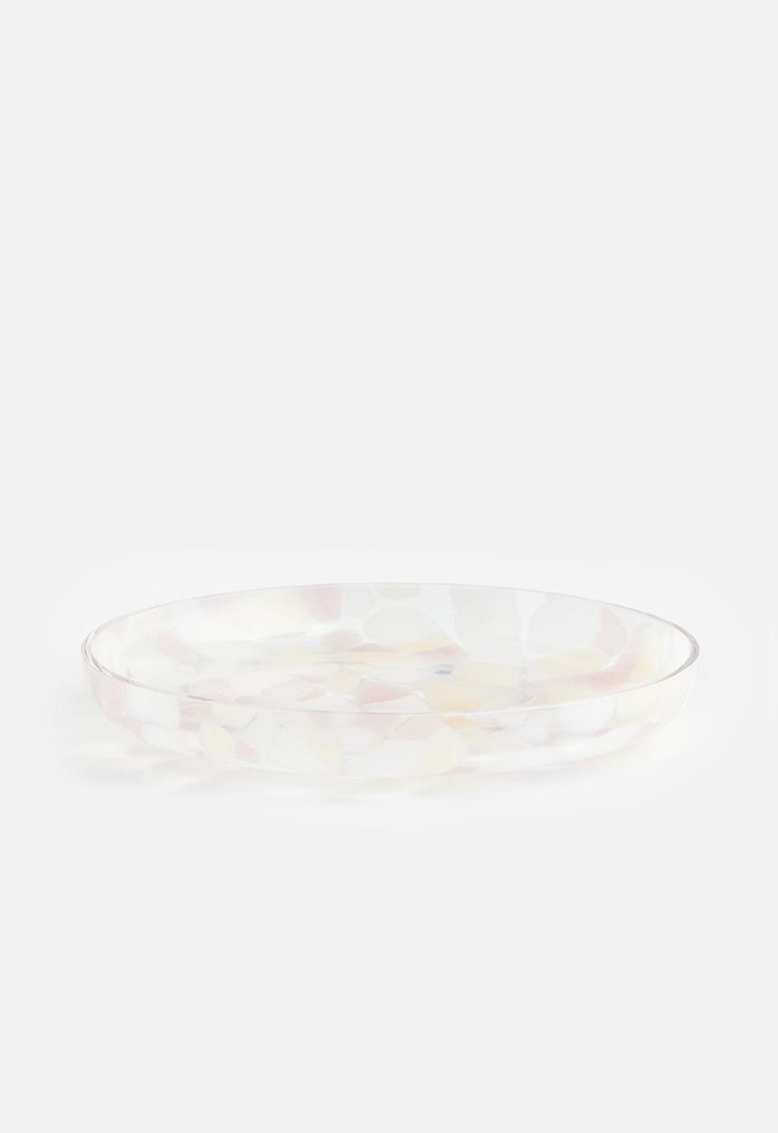 H&M - Patterned glass tray - light pink confetti 