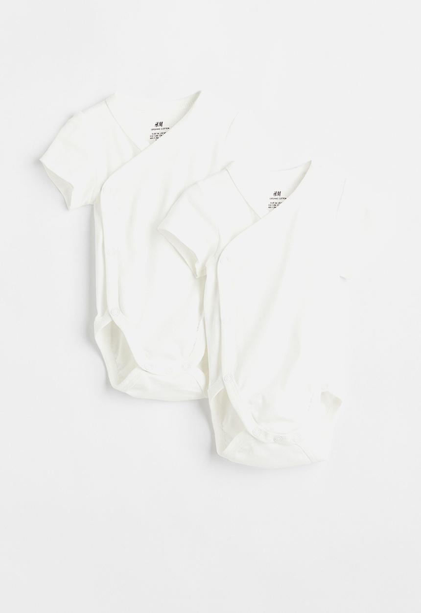 H&M - 2-pack short-sleeved bodysuits - white