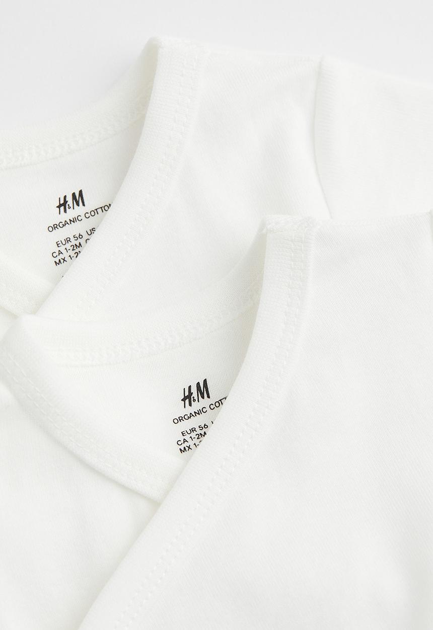 H&M - 2-pack short-sleeved bodysuits - white