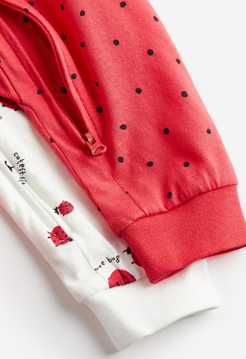 H&M - 2-pack patterned cotton pyjamas - white / ladybugs 