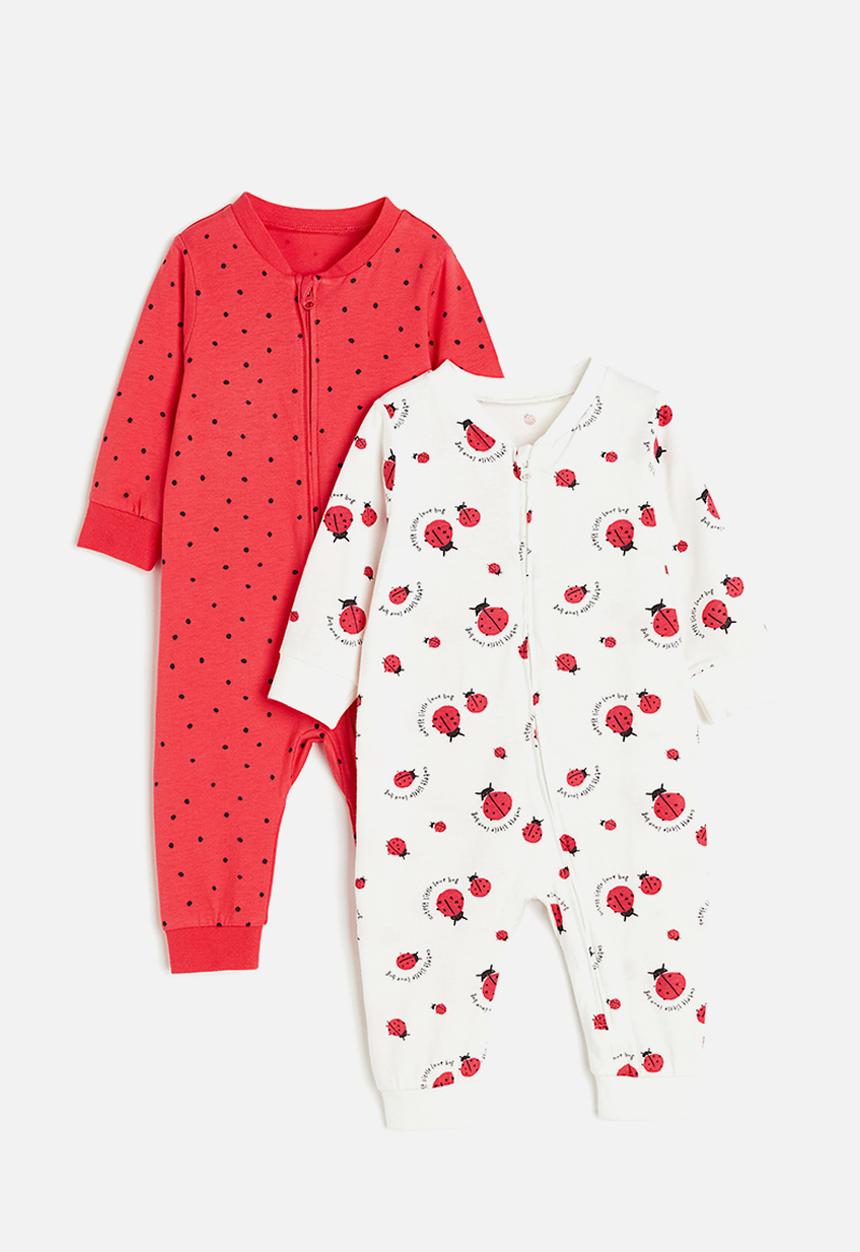 H&M - 2-pack patterned cotton pyjamas - white / ladybugs 