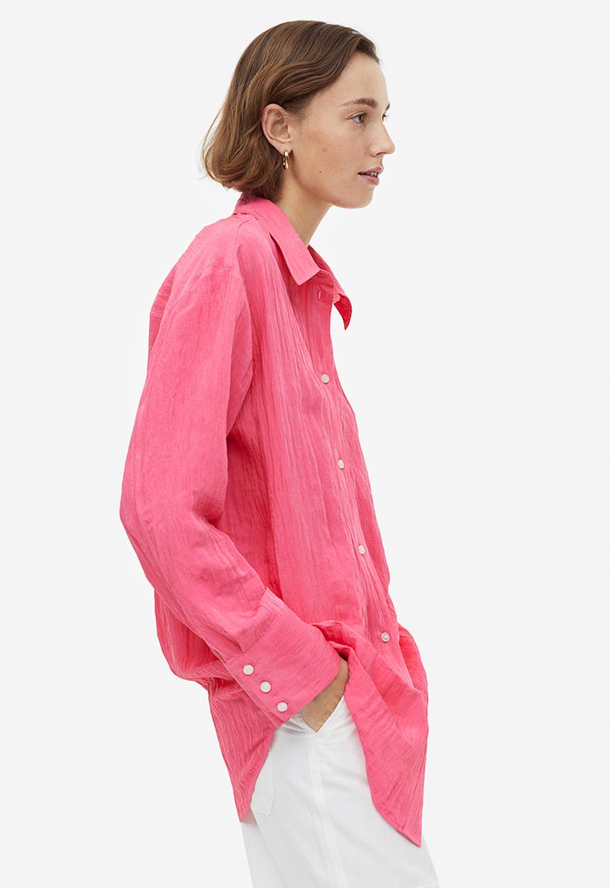H&M - Crinkled chiffon shirt - pink