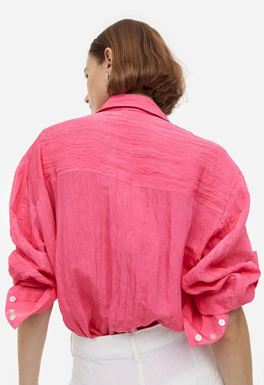 H&M - Crinkled chiffon shirt - pink
