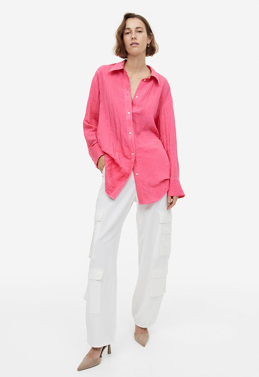 H&M - Crinkled chiffon shirt - pink